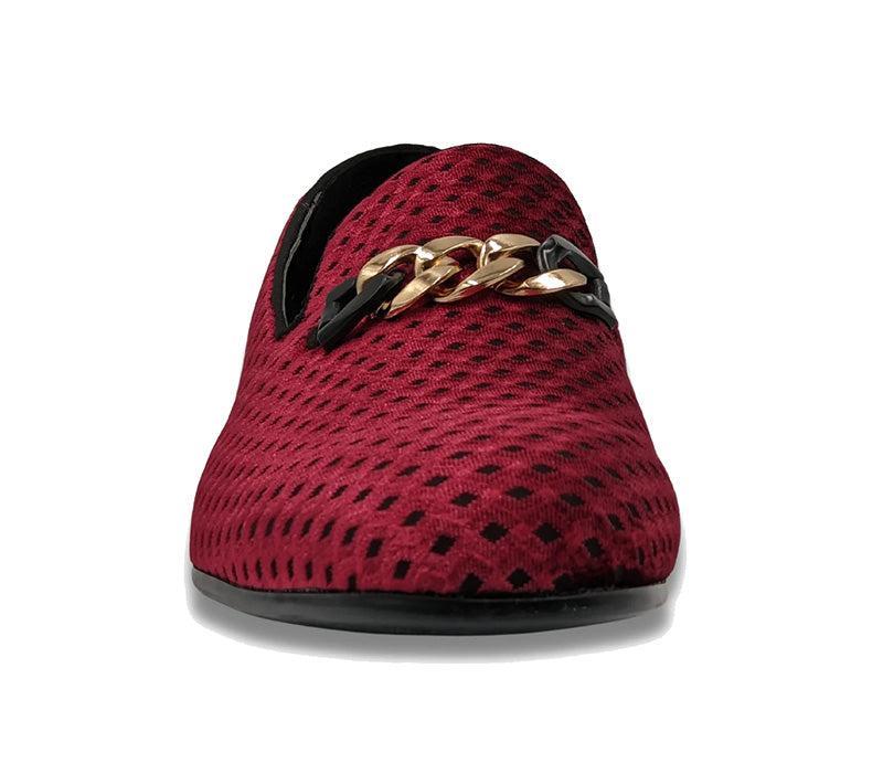 Burgundy Velvet Diamond Pattern Loafer Product Image