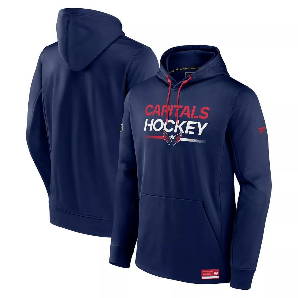 Men's Fanatics Branded  Navy Washington Capitals Authentic Pro Pullover Hoodie, Size: Small, Blue Product Image