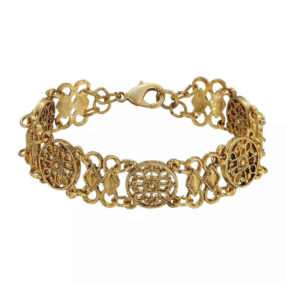 1928 Gold Tone Multi-Loop Round Filigree Bracelet, Women's Product Image