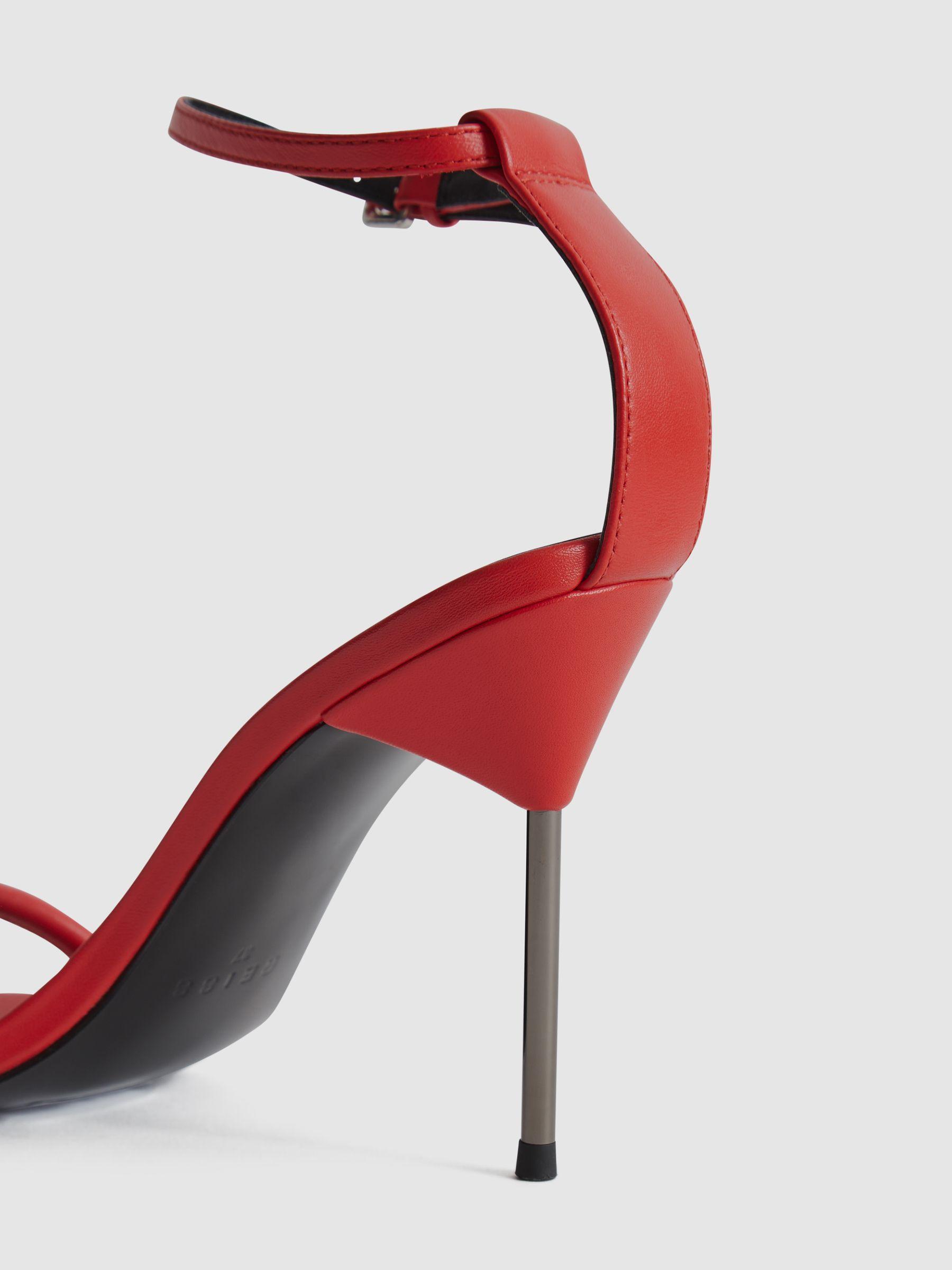 Strappy Pin Heel Sandals in Orange Product Image