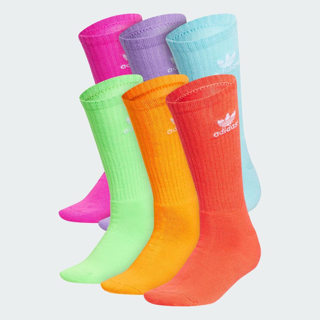 adidas Originals Mens Brights 6 Pack Large Crew Socks - Bright Red/Light Aqua/Fuchsia Product Image