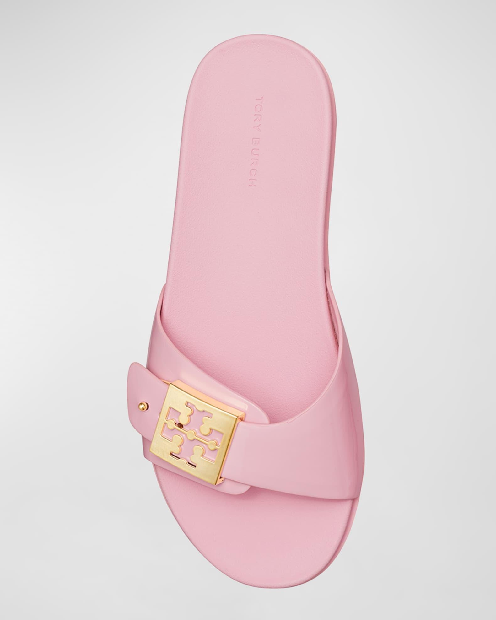Glossy Buckle Slide Sandals Product Image