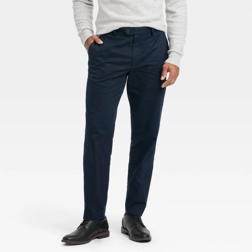 Mens Extended Tab Slim Fit Trousers - Goodfellow & Co Navy Blue 33x32 Product Image