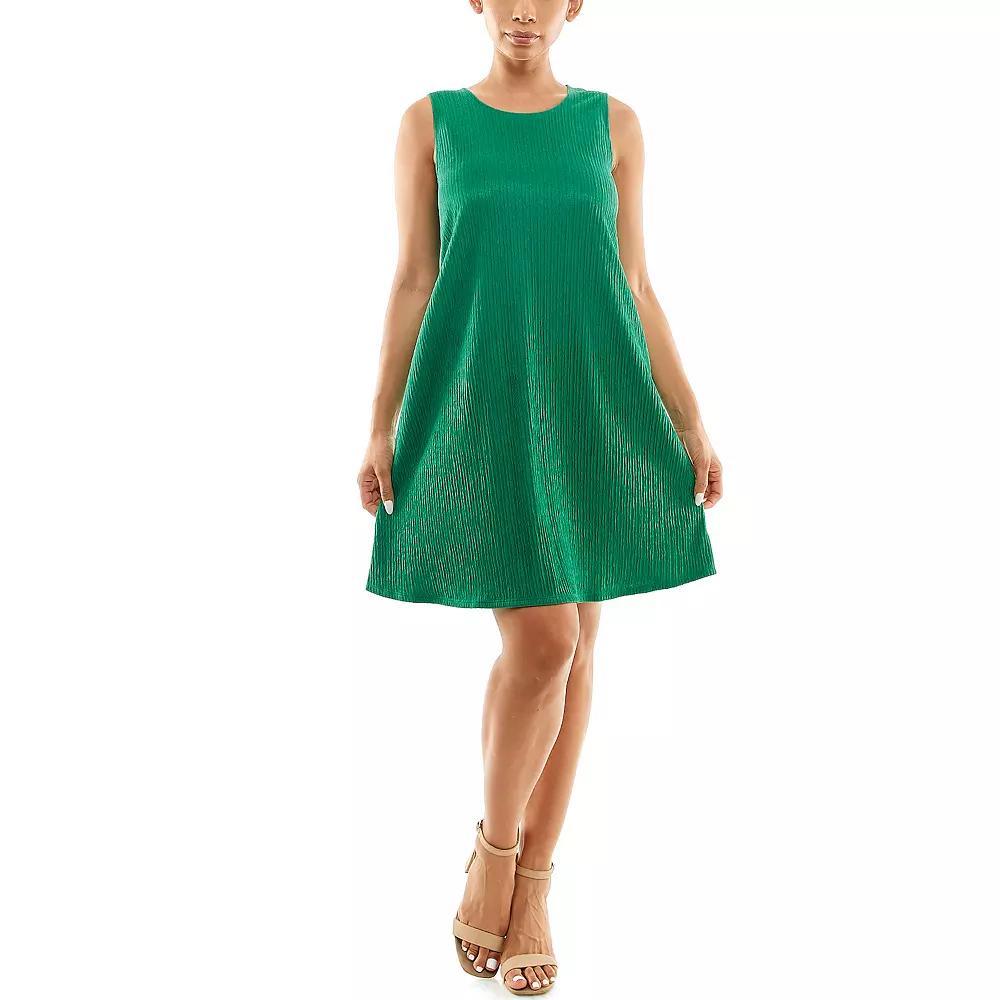 Women's Nina Leonard Sleeveless Textured Trapeze Dress, Size: Medium, Spring Green Product Image