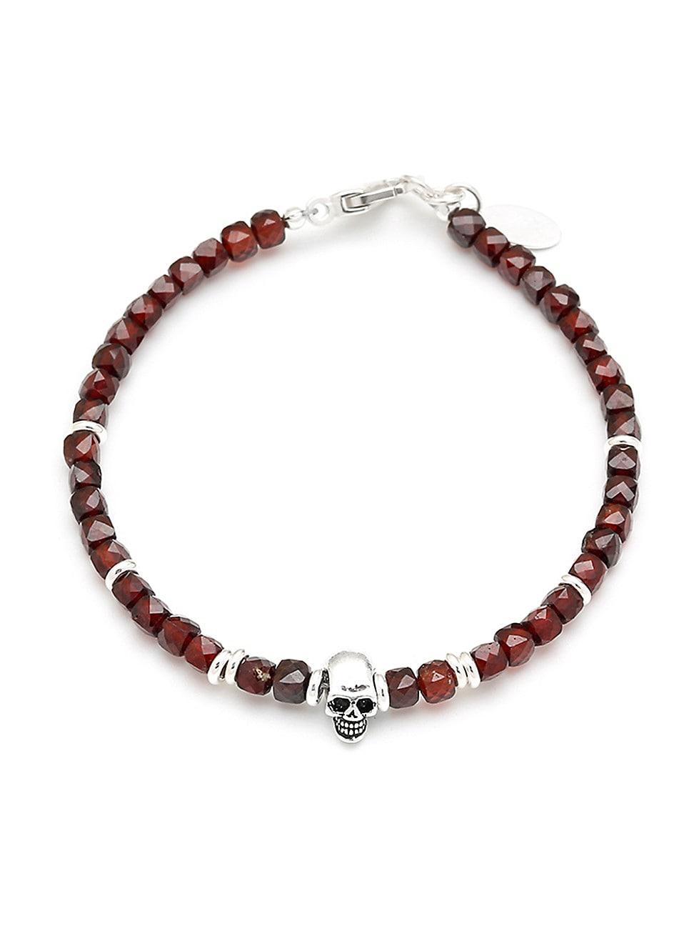 Mens Gemstone Skull Beaded Bracelet Product Image