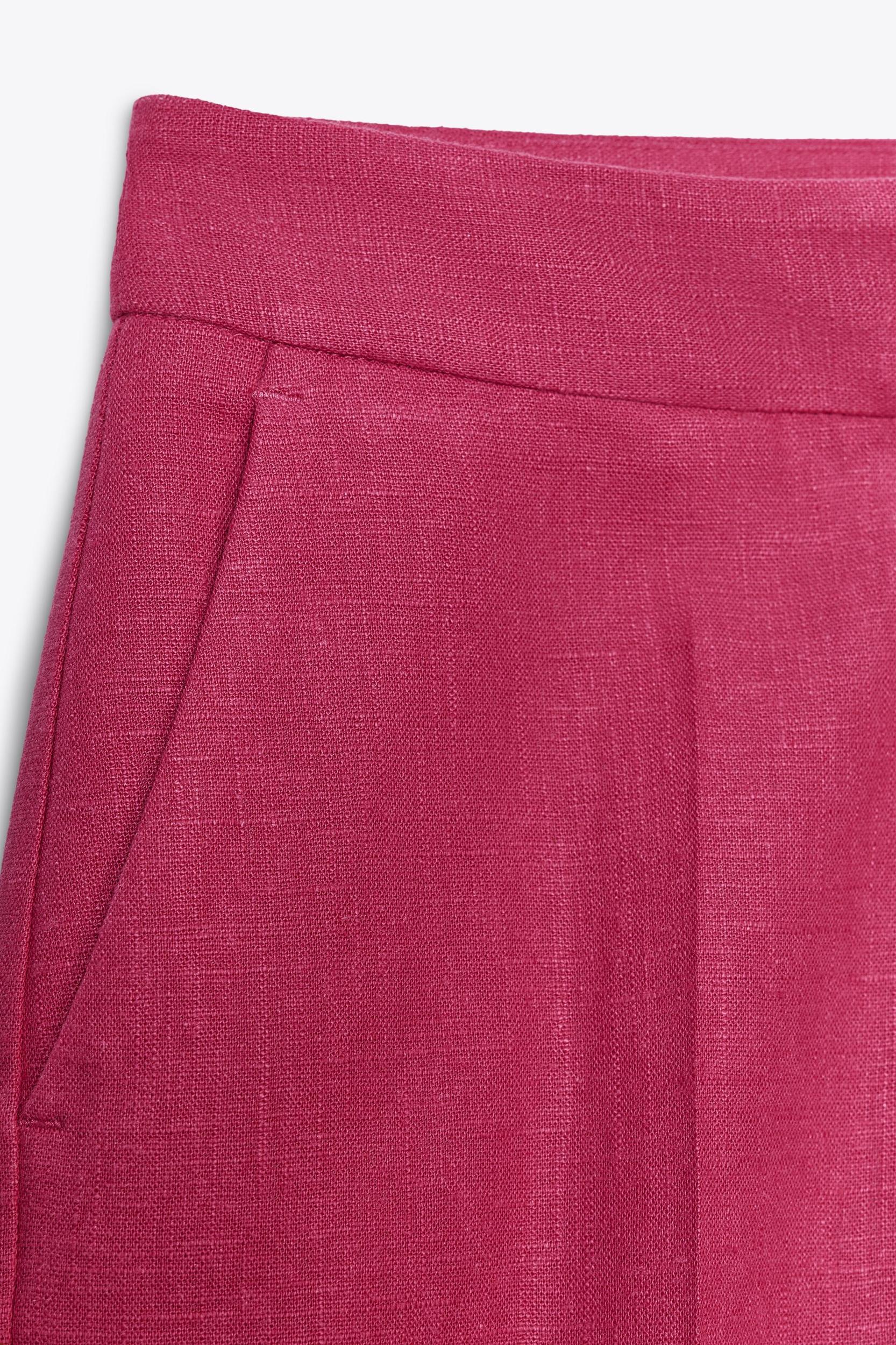 HIGH-WAISTED SLIM LINEN PANTS Product Image