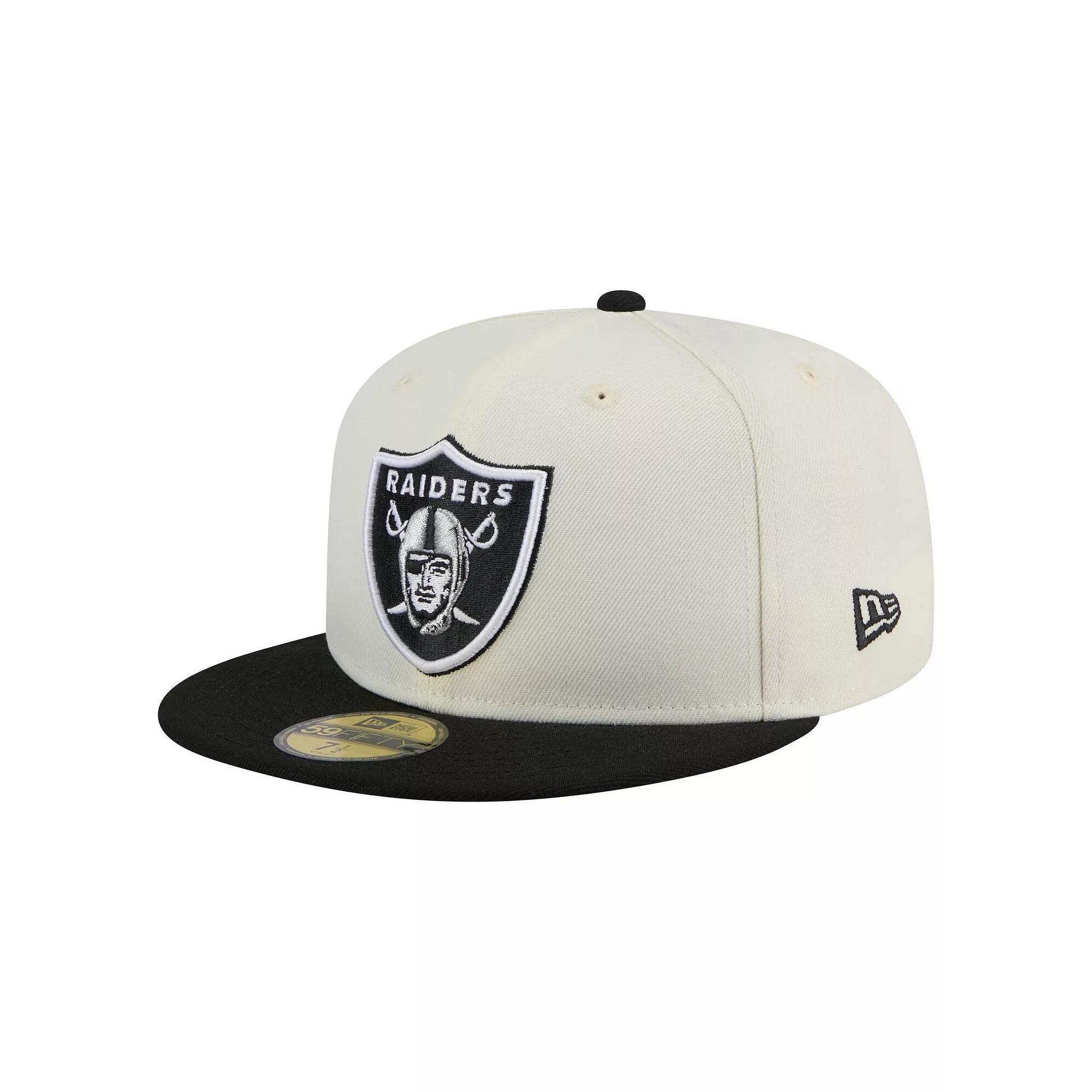 Men's New Era  White/Black Las Vegas Raiders Main 59FIFTY Fitted Hat, Size: 7 5/8, Lvr White Product Image