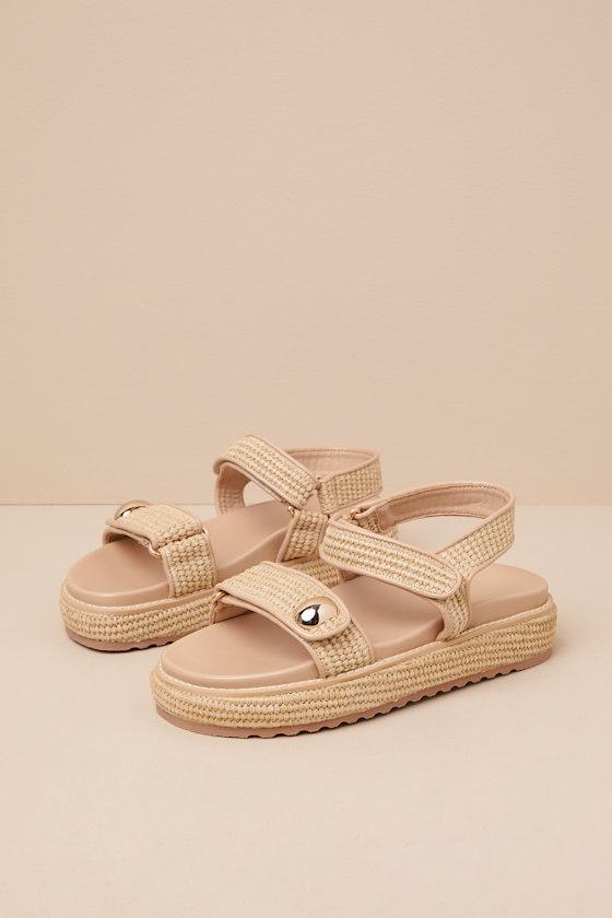 Porter Natural Raffia Flatform Sandals Product Image