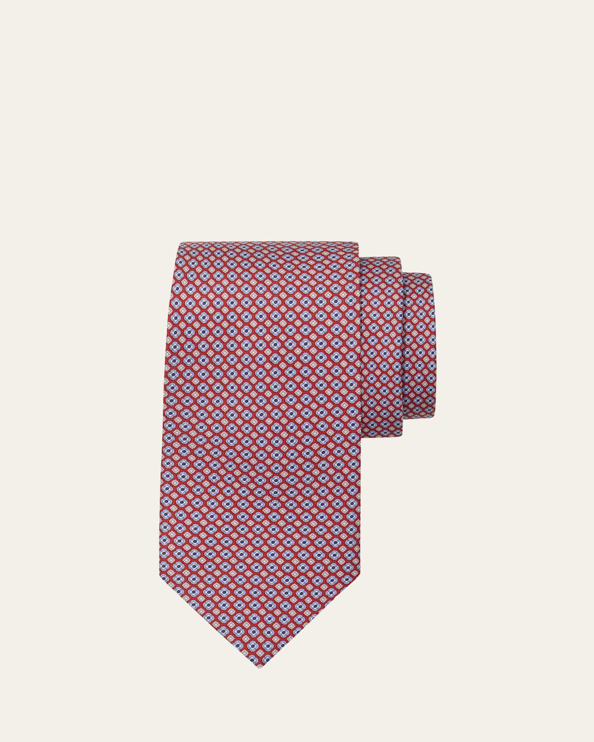 FERRAGAMO Men's Micro-medallion Silk Tie In Bordeaux Product Image