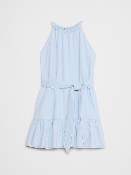 Chambray Tiered Mini Dress Product Image