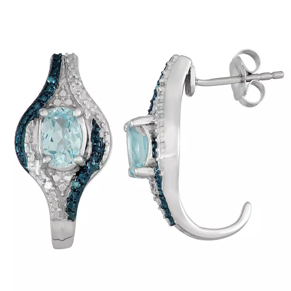 Jewelexcess Sterling Silver Blue Topaz & Diamond Accent Earrings, Women's, Silvertone Product Image