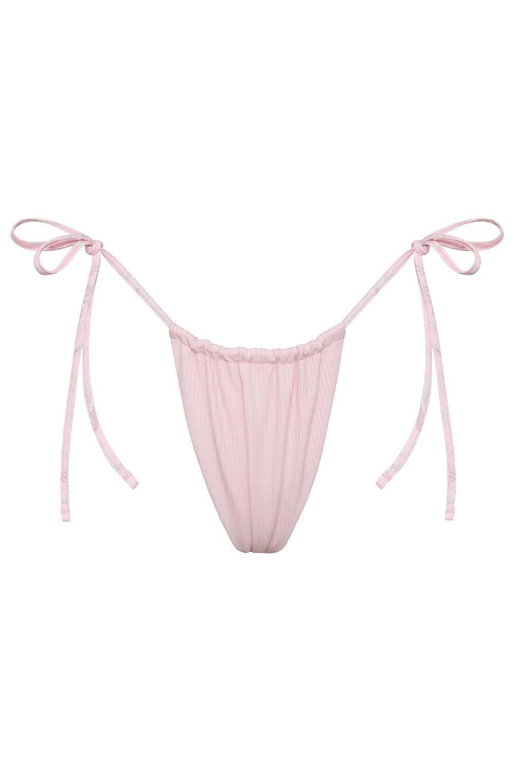 Tia Ribbed String Bikini Bottom - Aurora Product Image