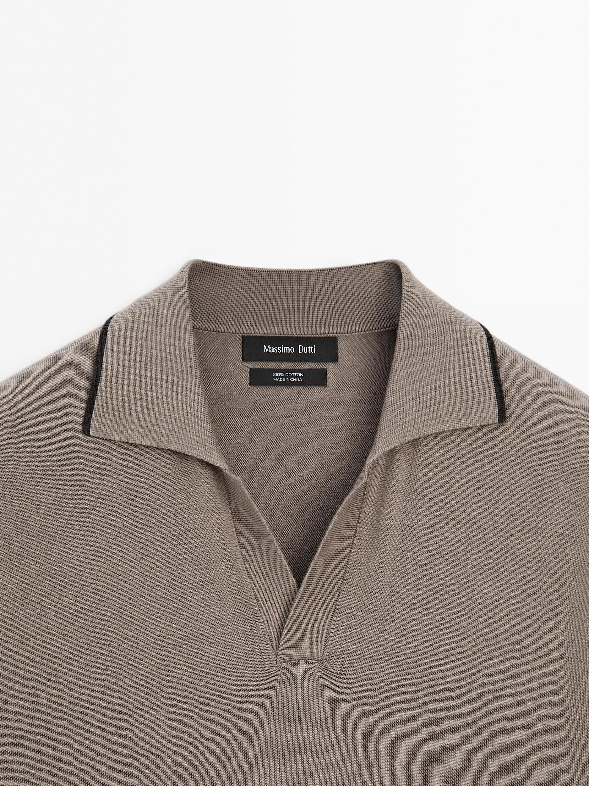 Knit polo shirt with contrast detail Product Image