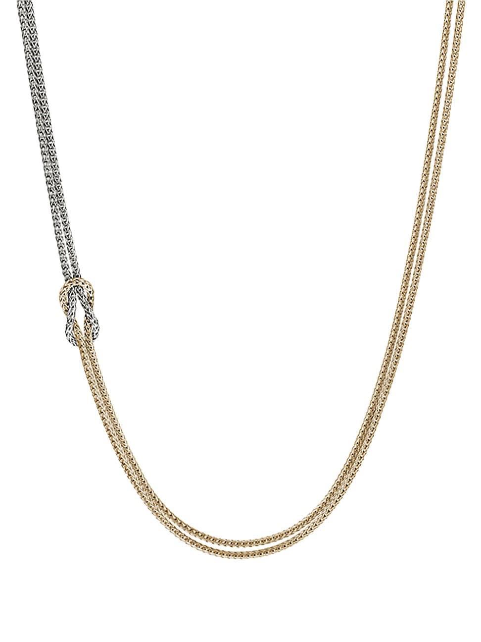 Womens Love Knot 14K Yellow Gold & Sterling Silver Necklace Product Image