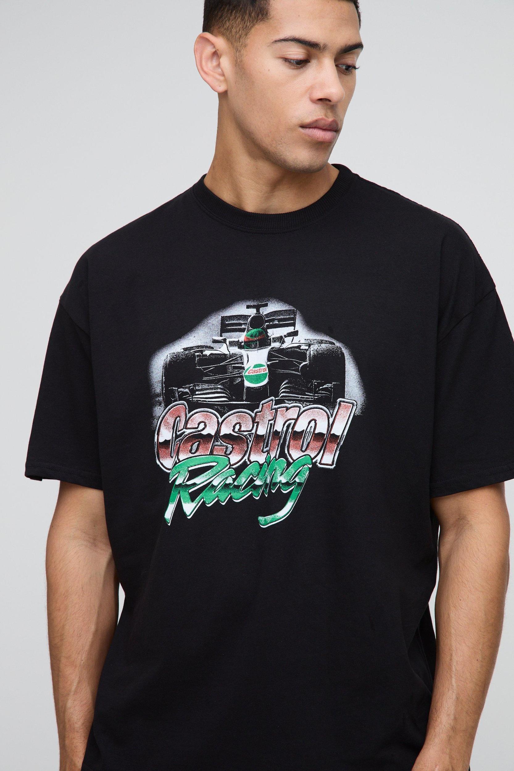 Oversized Castrol Racing License Print T-Shirt | boohooMAN USA Product Image