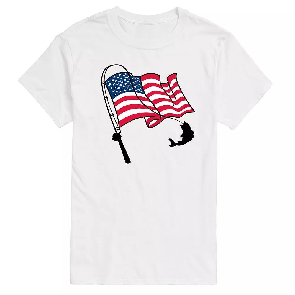 Men's Fishing Rod Flag Pole Graphic Tee,  Product Image