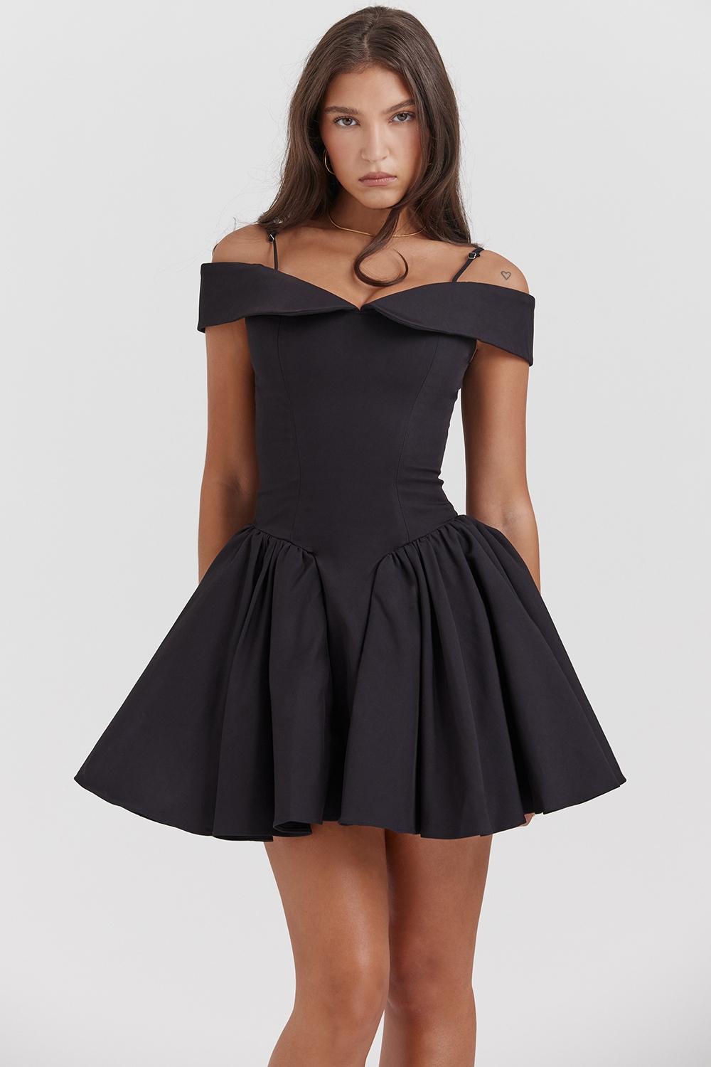 Elida Black Off Shoulder Mini Dress Product Image