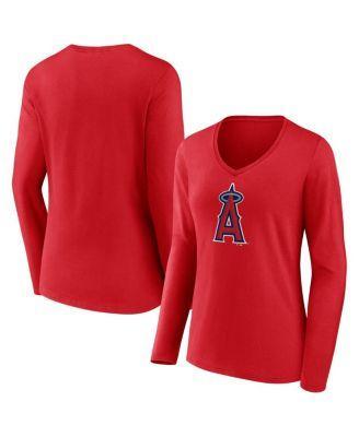 Womens Fanatics Branded Los Angeles Angels Official Logo V-Neck Long Sleeve T-Shirt Product Image