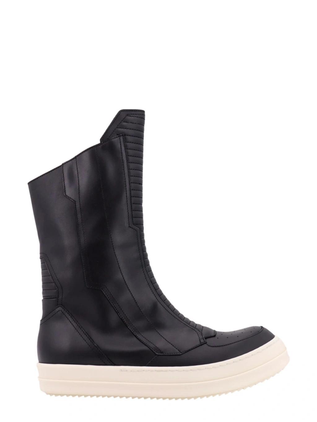 RICK OWENS Rick Owen Zipper Leather Boots In Black Product Image