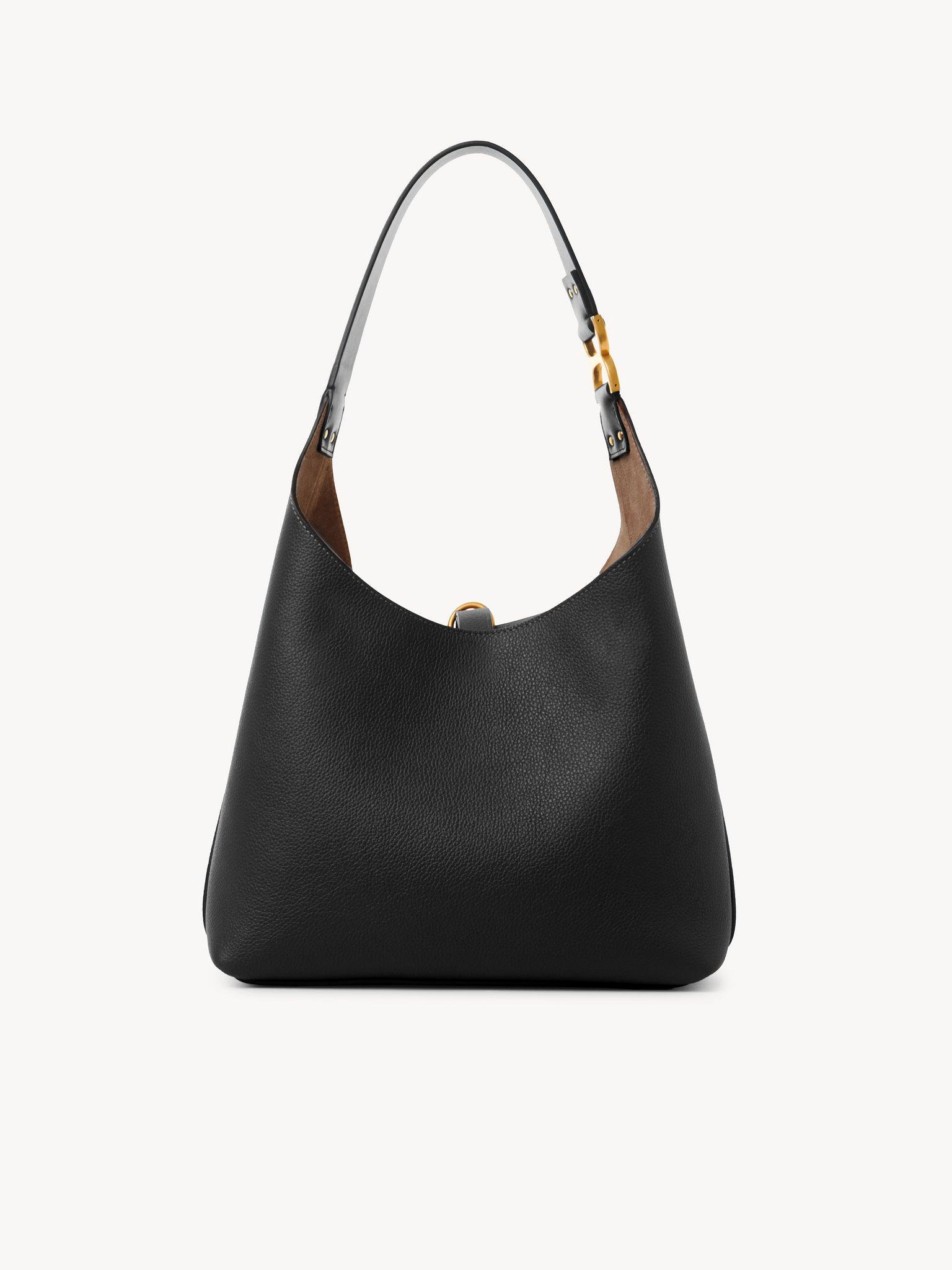 Small Marcie hobo bag in grained leather Product Image