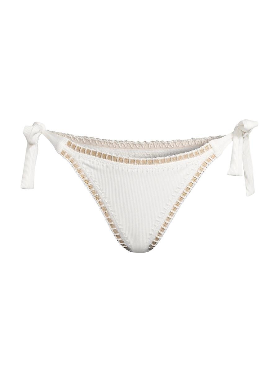 Womens Crochet-Trim Ribbed Bikini Bottom Product Image