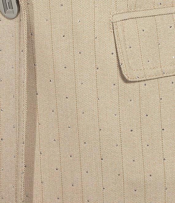 KARL LAGERFELD PARIS Notch Collar 3/4 Sleeve Rhinestone Studded Embellished Pinstripe Coordinating Blazer Product Image