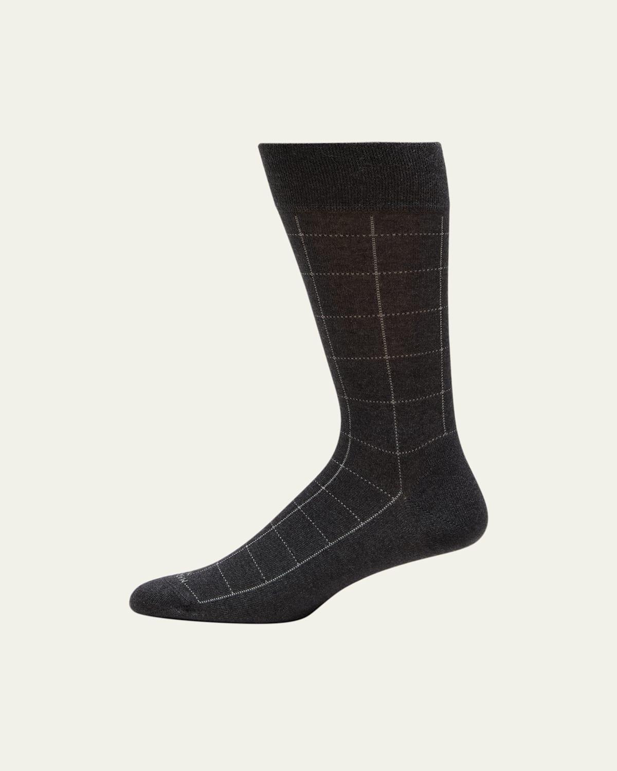 Mens Windowpane Mid-Calf Socks Product Image