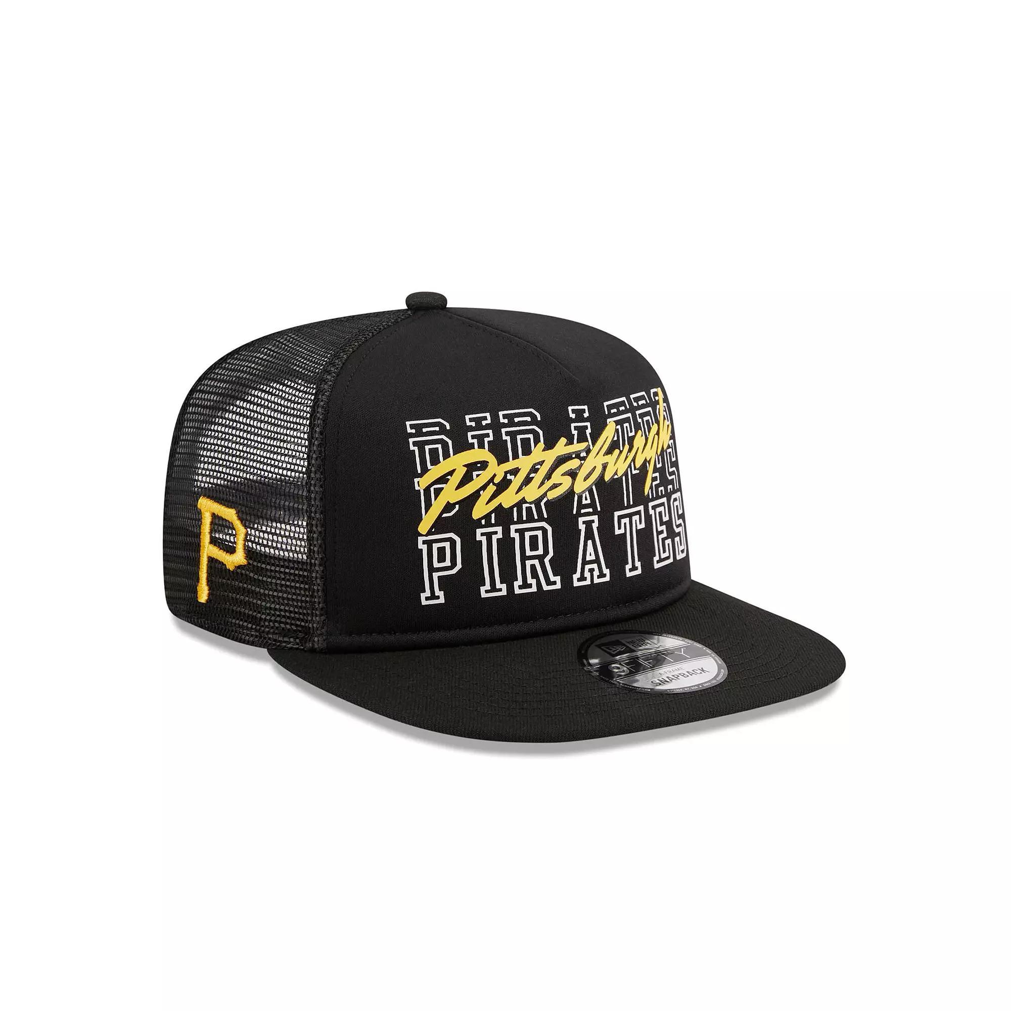 Men's New Era Black Pittsburgh Pirates Street Team A-Frame Trucker 9FIFTY Snapback Hat Product Image