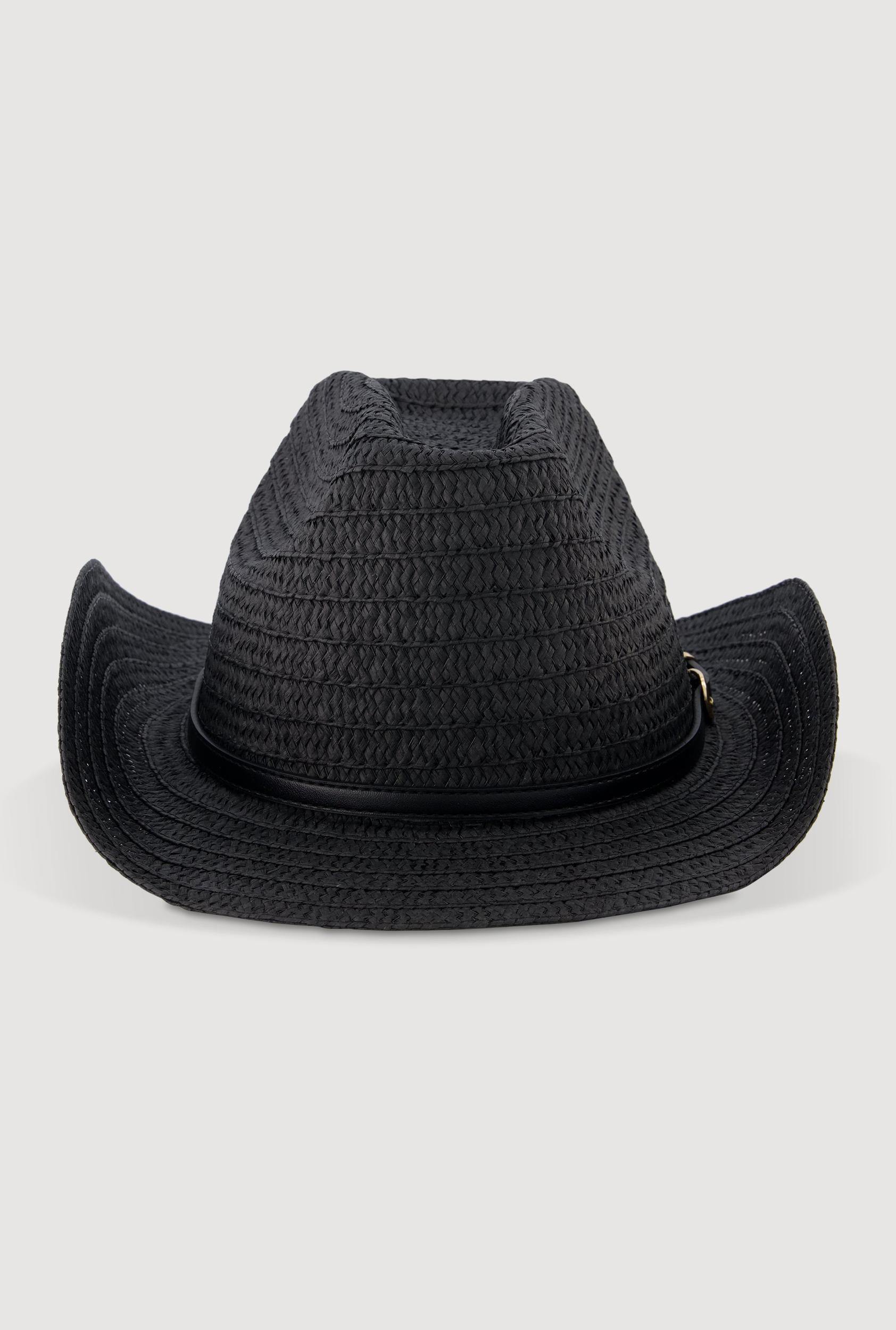 Chic Straw Cowboy Hat with Buckle Detail Female Product Image
