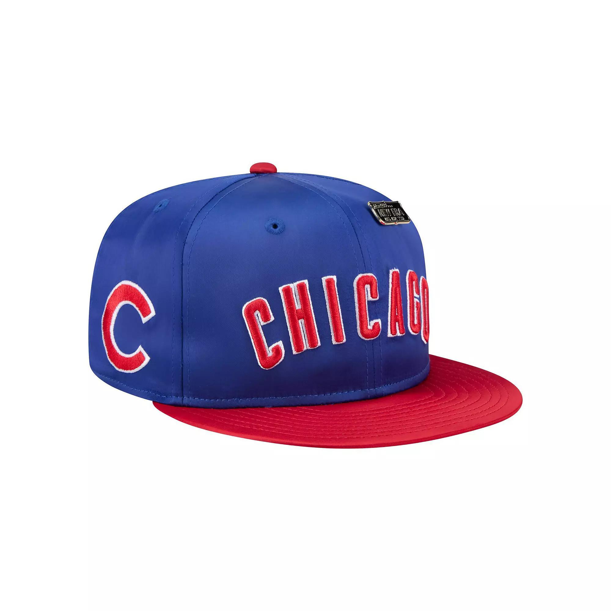 Men's New Era Royal/Red Chicago Cubs Satin 59FIFTY Fitted Hat,  Product Image