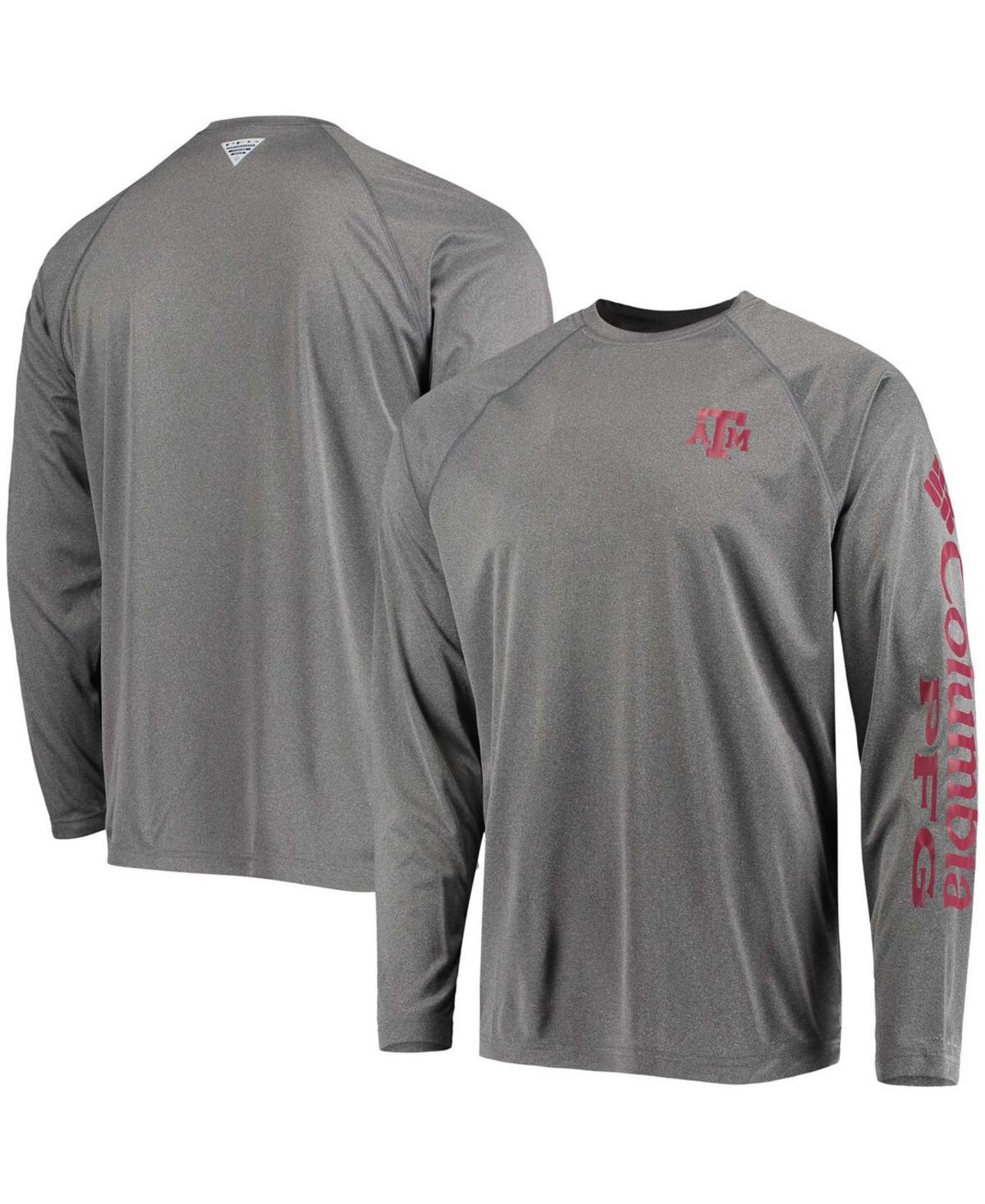 Mens Columbia Charcoal Texas A&M Aggies PFG Terminal Tackle Omni-Shade Long Sleeve T-Shirt Product Image