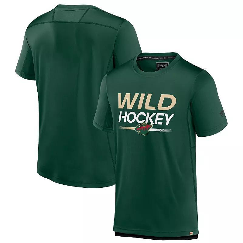 Men's Fanatics Branded  Green Minnesota Wild Authentic Pro Tech T-Shirt, Size: Small Product Image