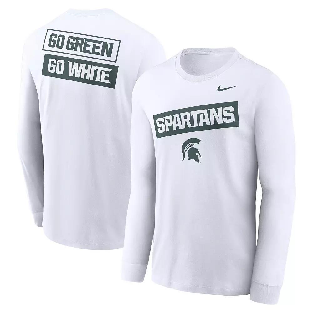 Men's Nike White Michigan State Spartans Two-Hit Classic Location Long Sleeve T-Shirt,  Product Image