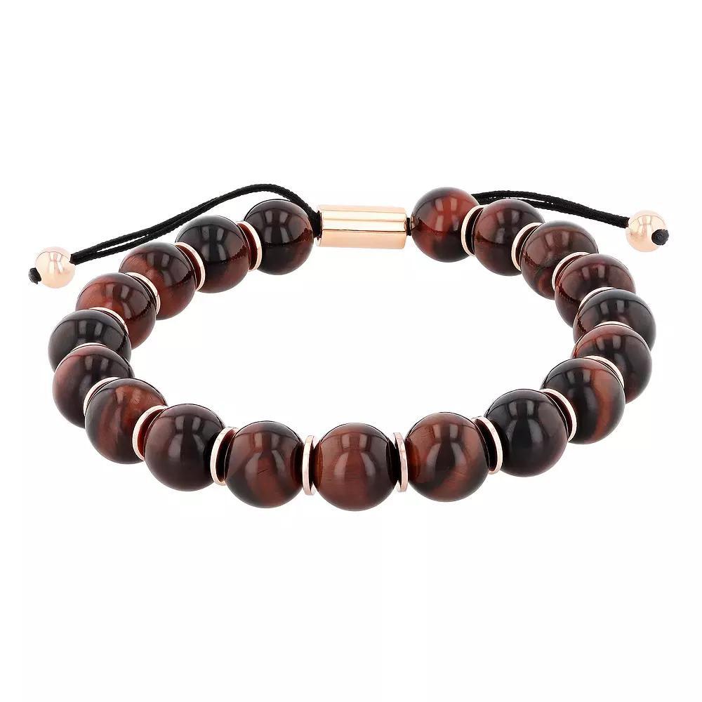 Mens Jewelry Nation Stainless Steel Gemstone Bolo Bracelet Red Tiger Eye Pink Product Image