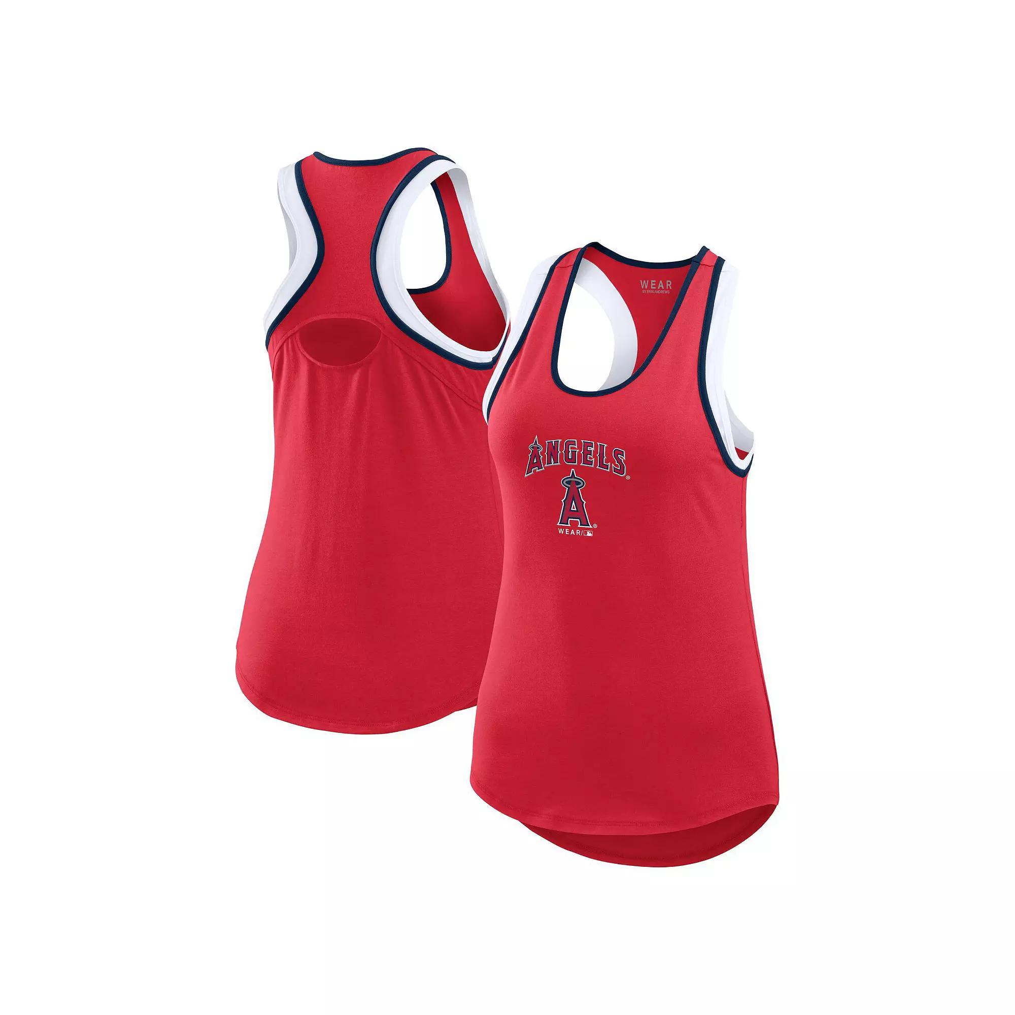 Women's WEAR by Erin Andrews Red Los Angeles Angels Colorblock Racerback Tank Top,  Product Image