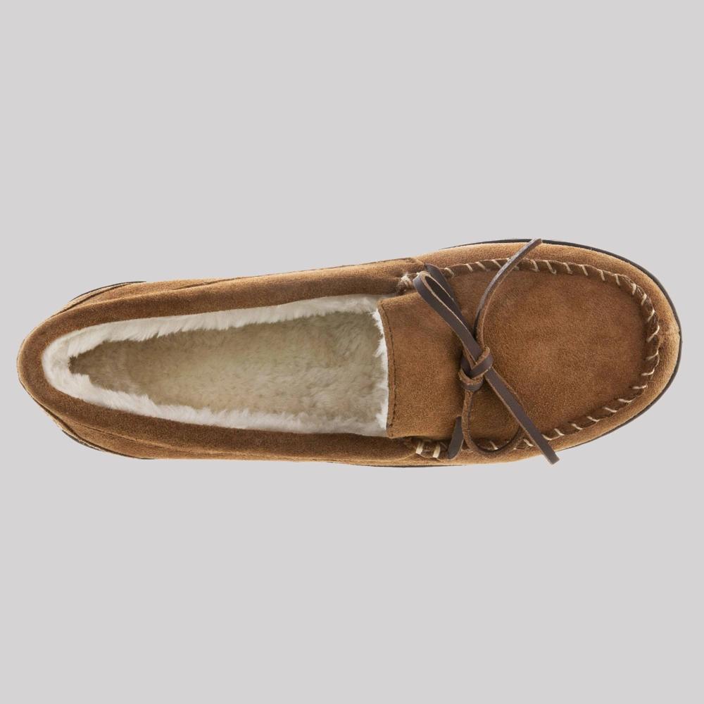 Isotoner Womens Genuine Suede Moccasin Slippers - Tan M Product Image