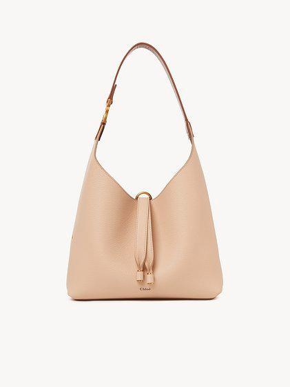 Small Marcie hobo bag in grained leather Product Image