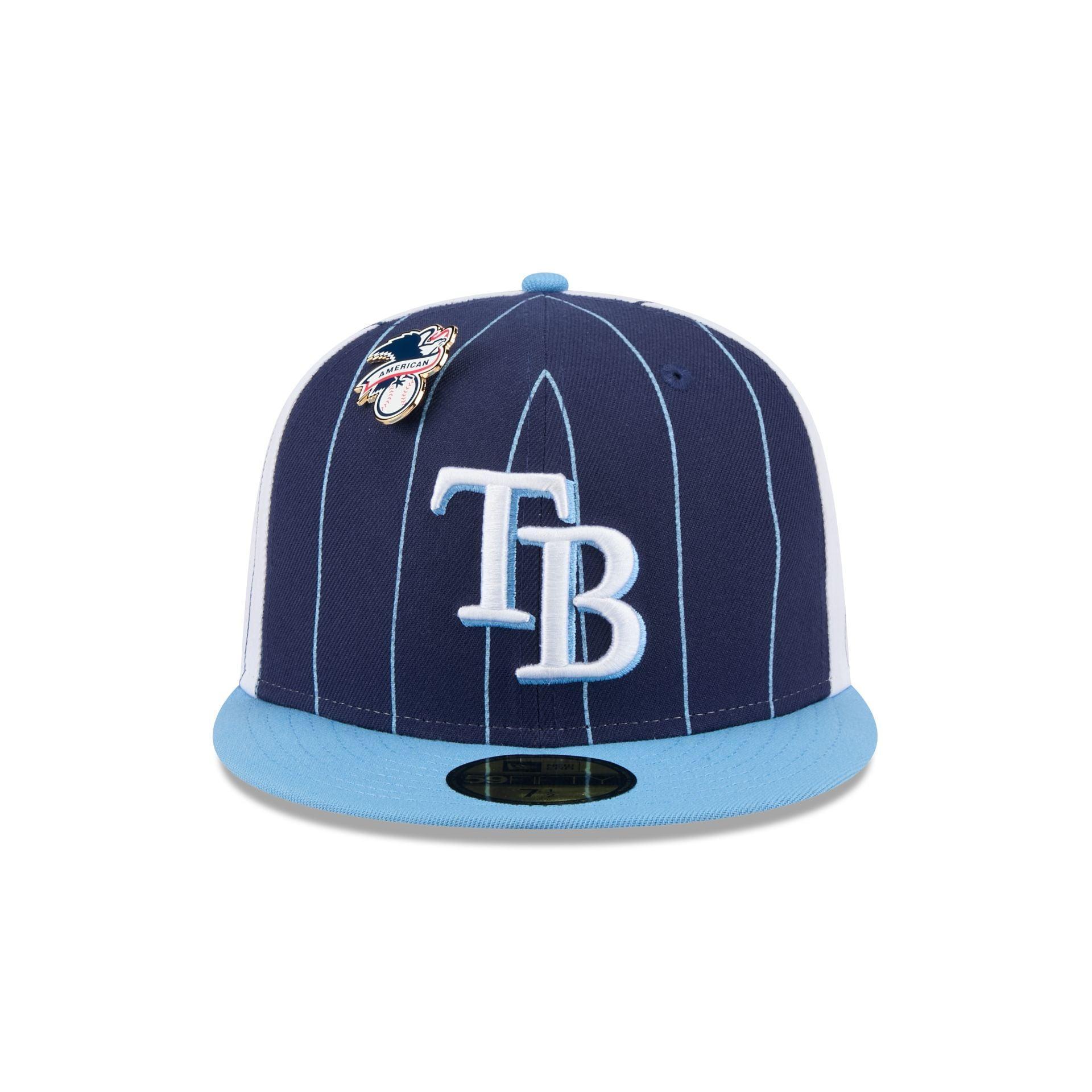 Tampa Bay Rays Pinstripe League Pin 59FIFTY Fitted Hat Male Product Image