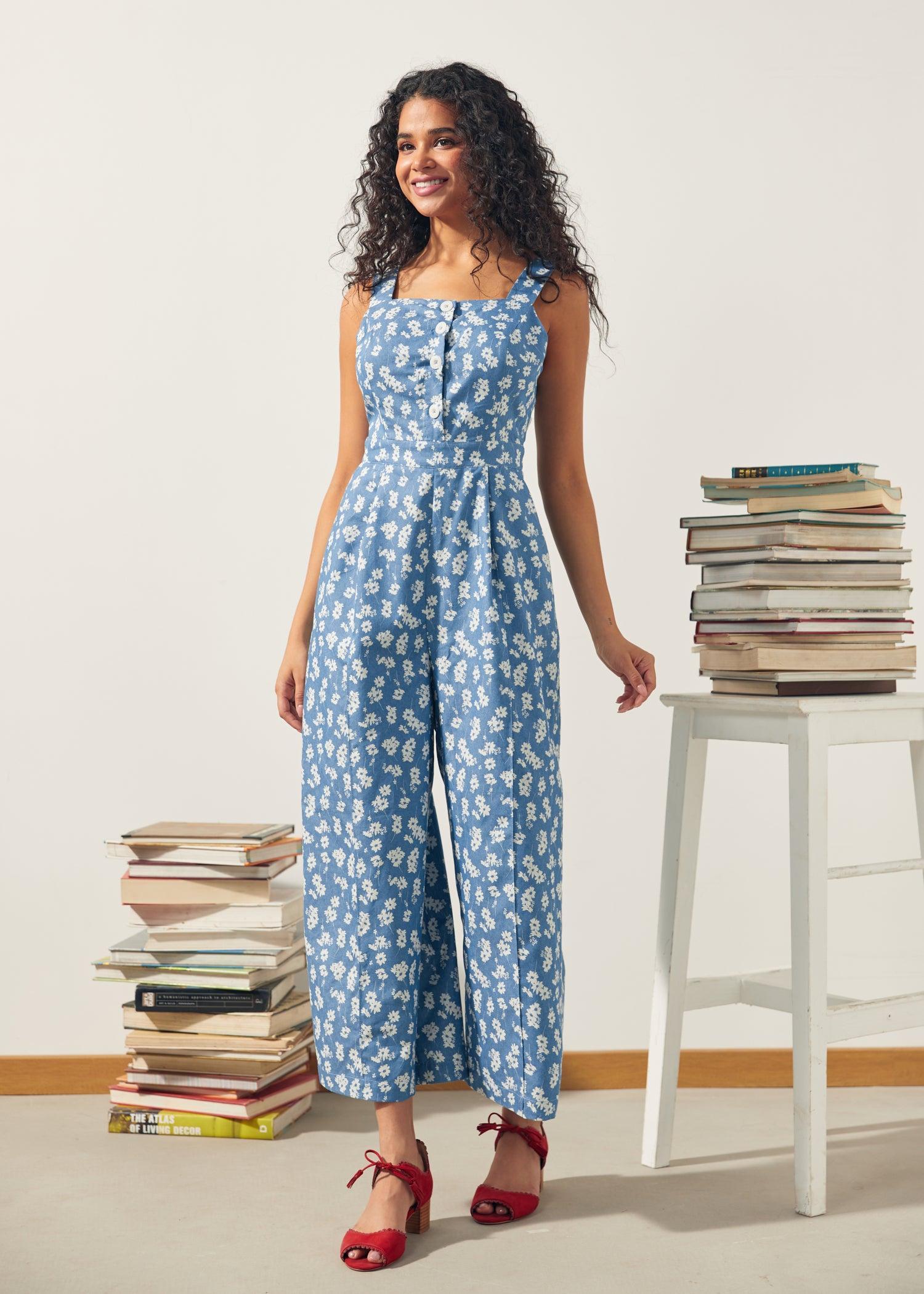 A Playful Bouquet Button-Front Jumpsuit Product Image
