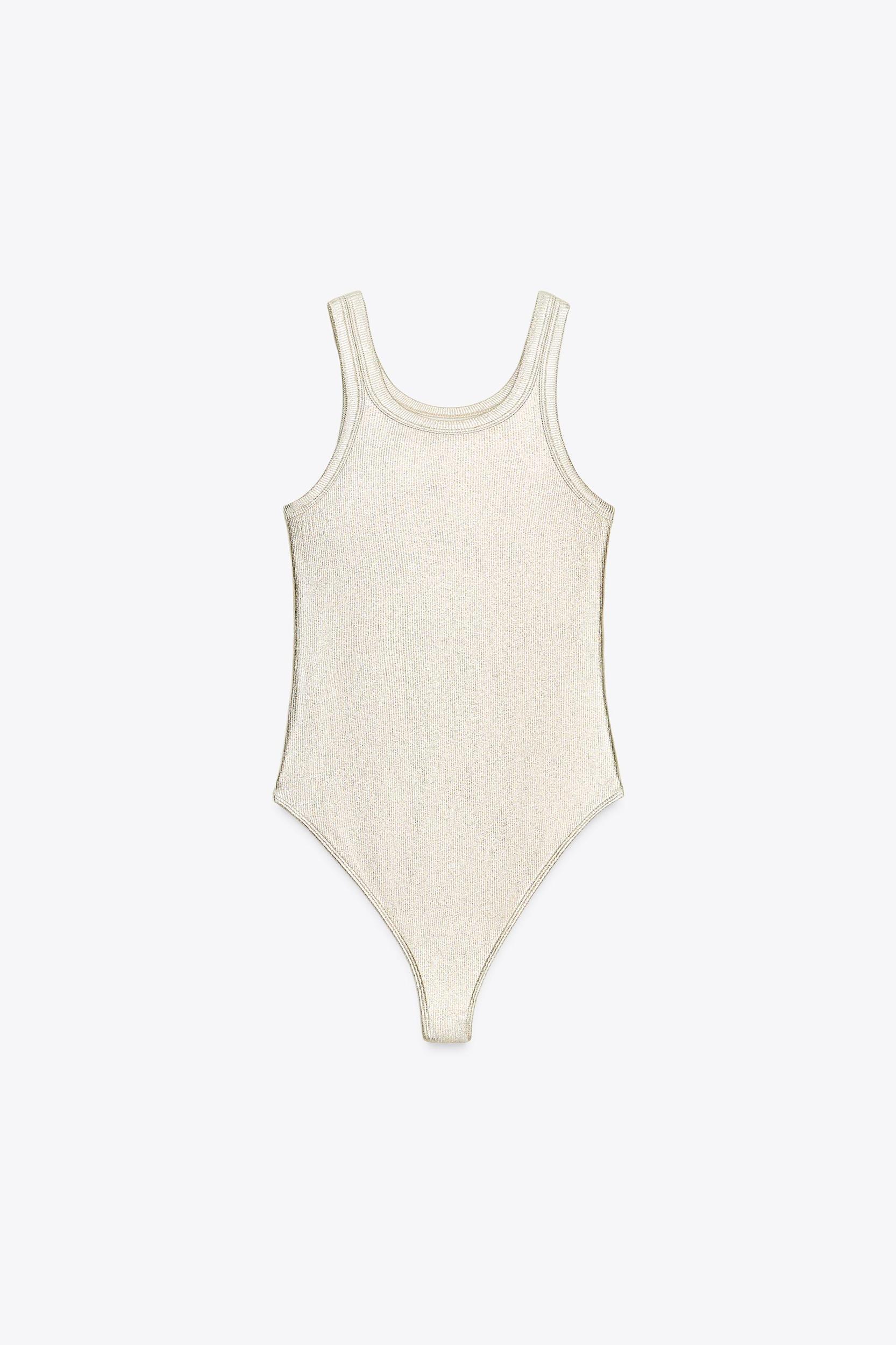 METALLIC RIBBED BODYSUIT Product Image