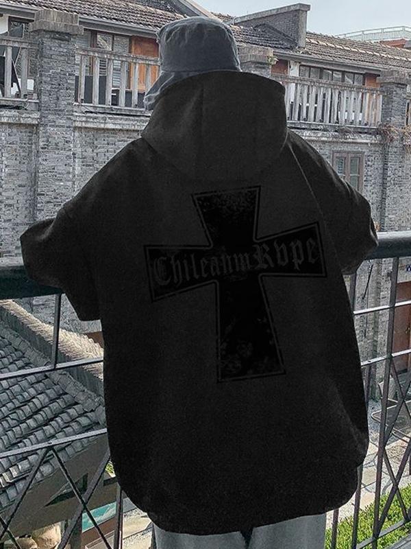 Men's Suede Cross Print Oversized Hoodie Product Image