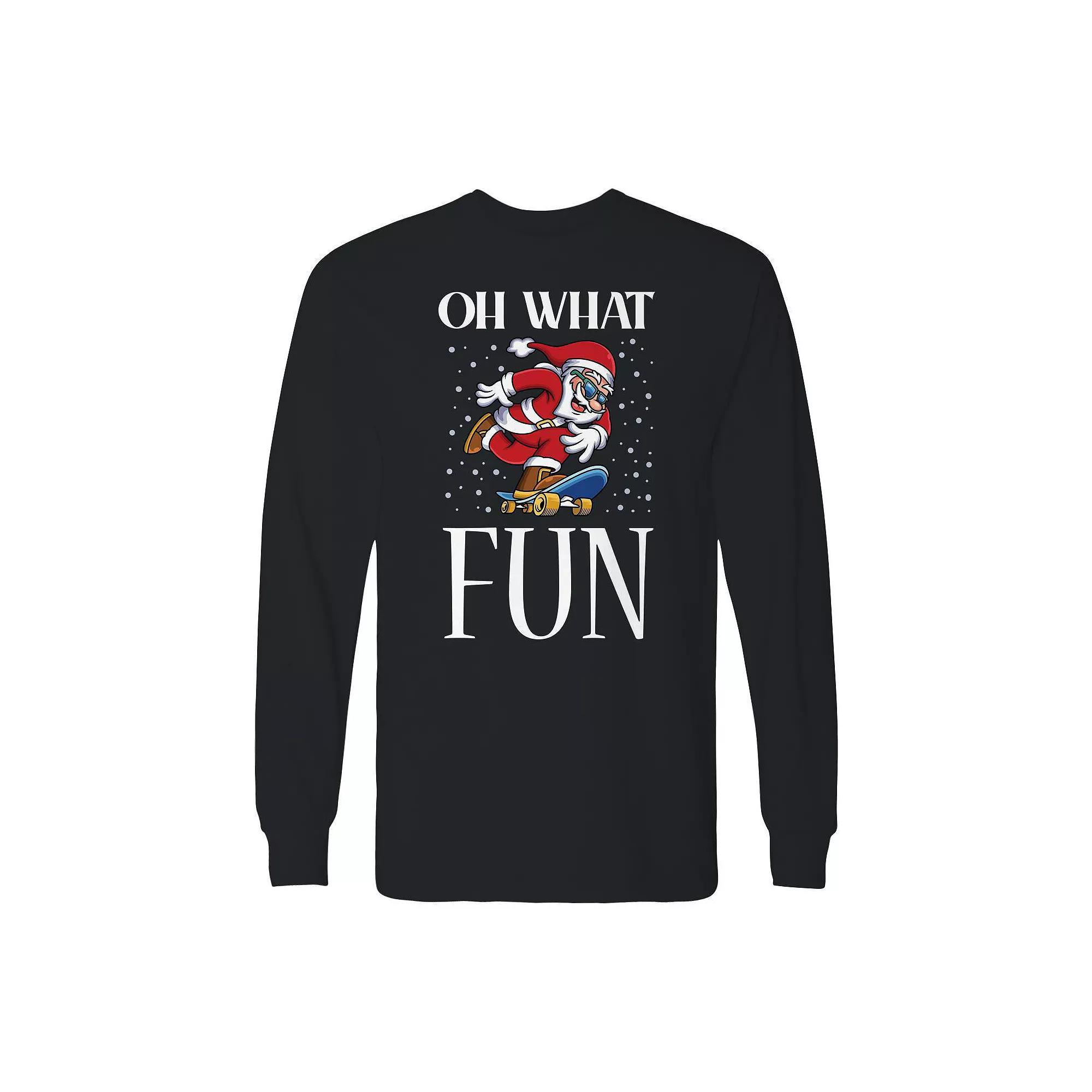 Men's Christmas Santa Oh What Fun Long Sleeve Graphic Tee, Adult Unisex,  Product Image