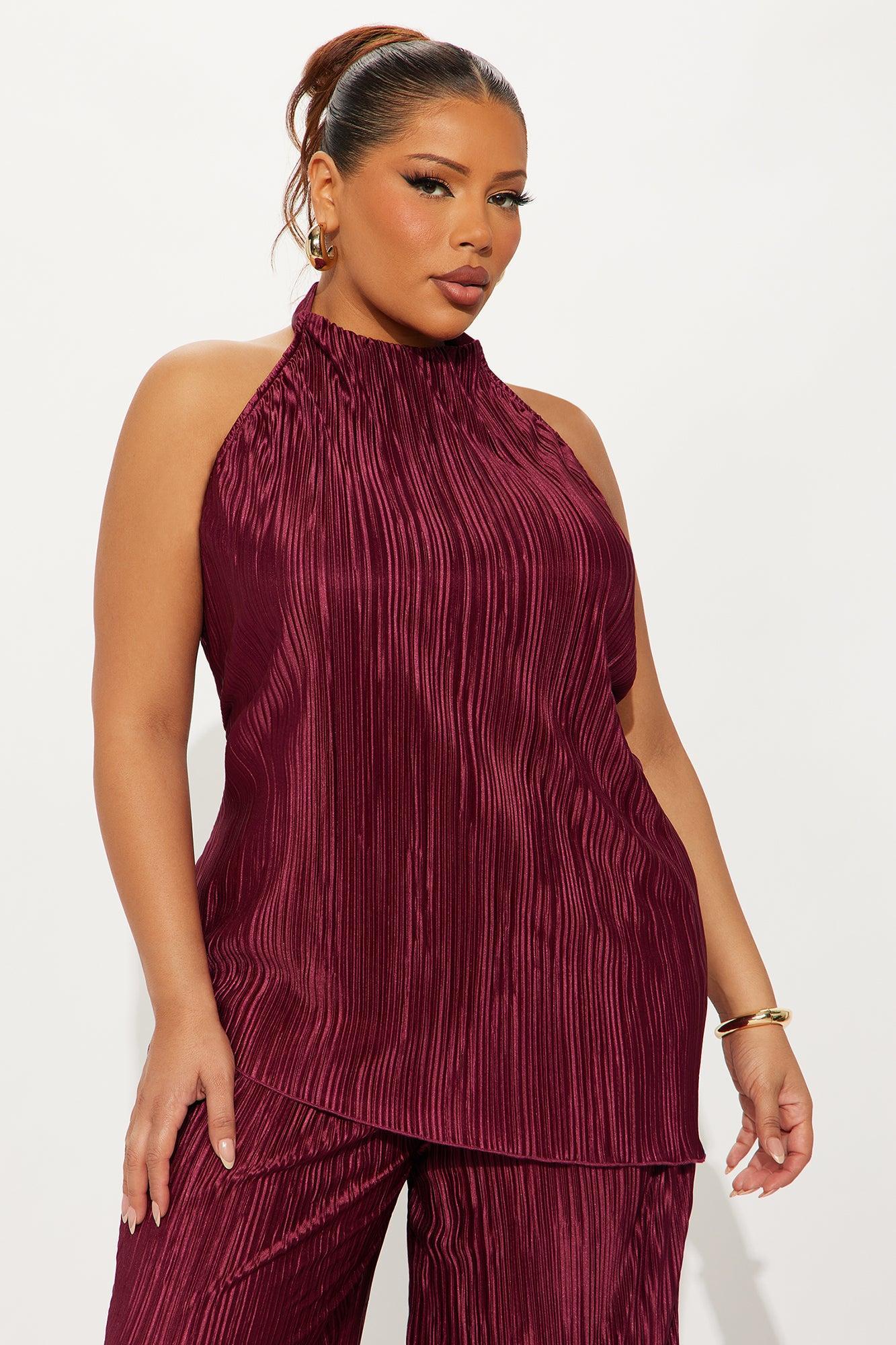 Lily Halter Top Pant Set - Burgundy Female Product Image