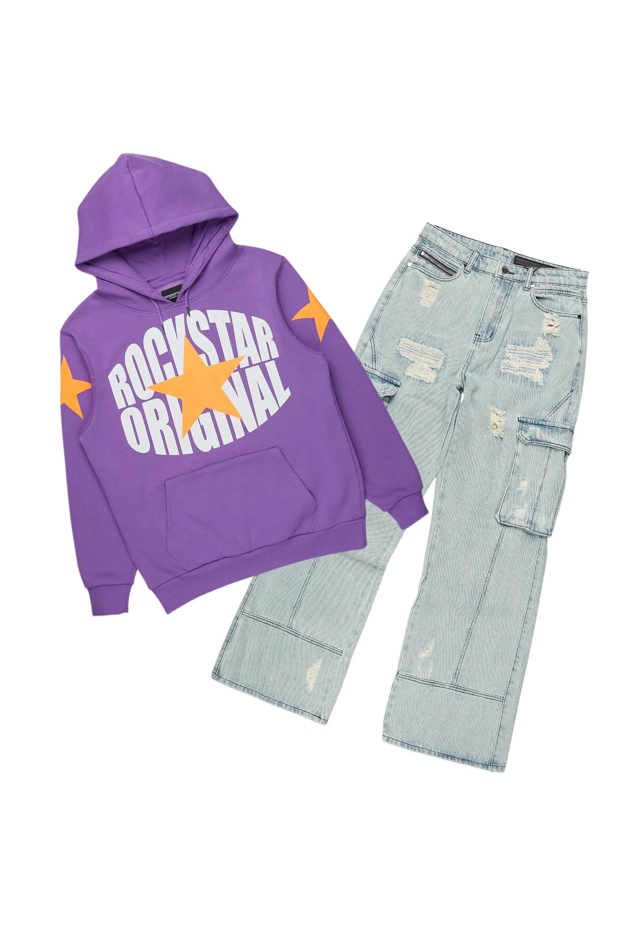 Hachi Purple Hoodie & Nand Baggy Jean Bundle Male Product Image