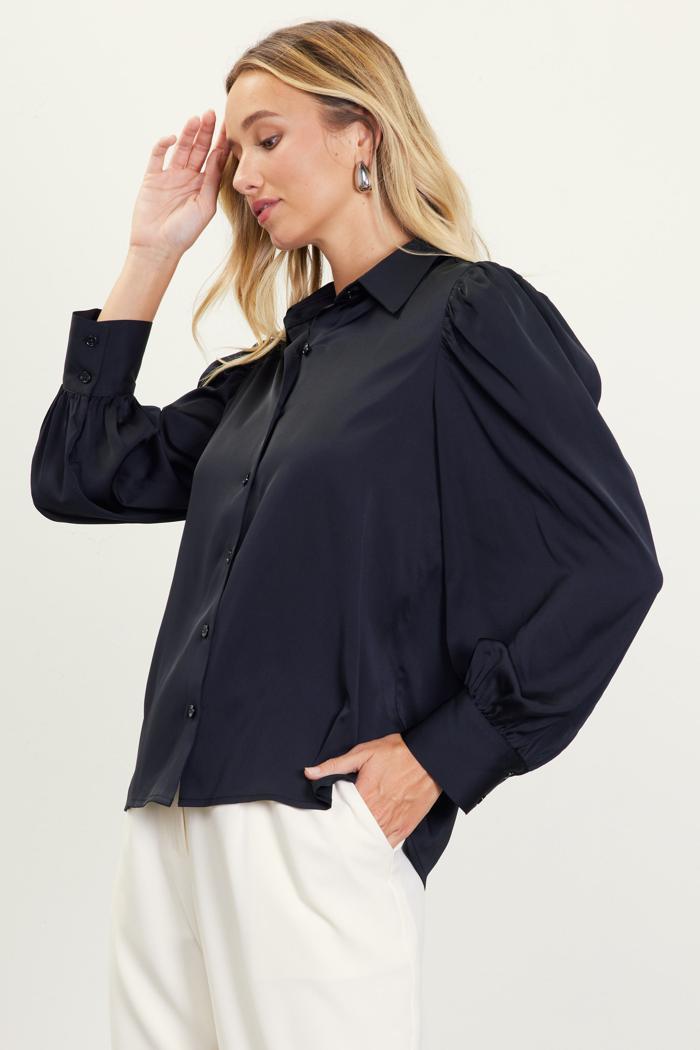 Long Sleeve Puff Shoulder Blouse Product Image