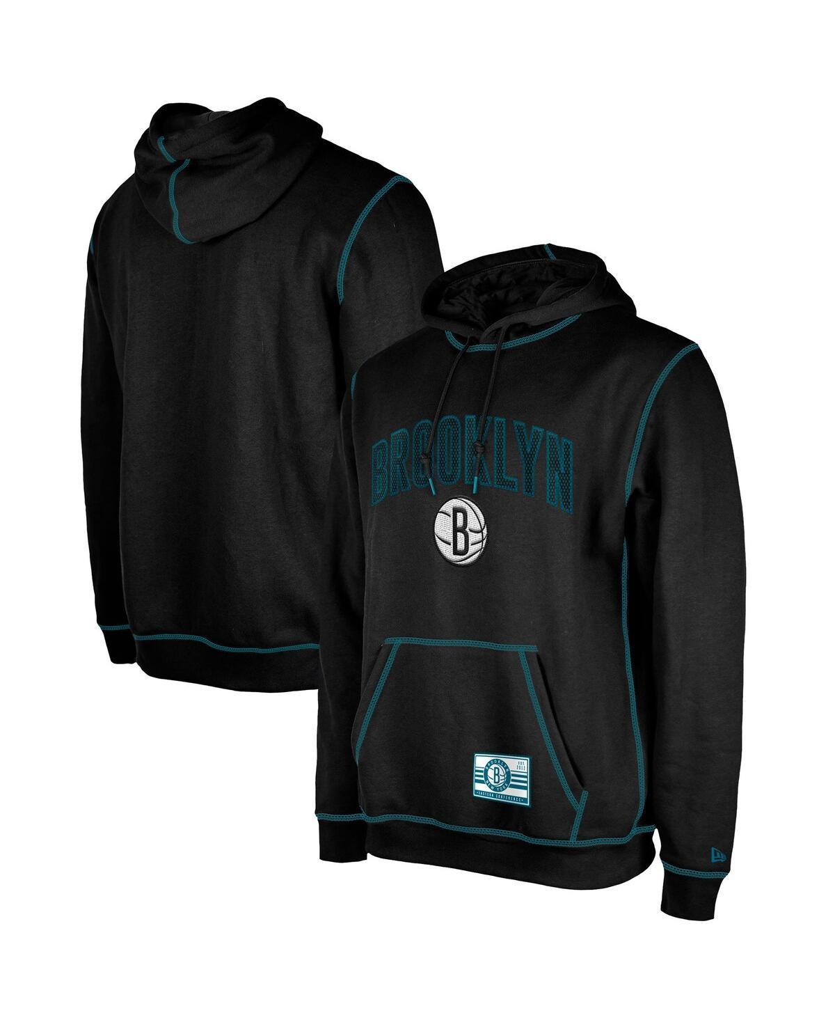 Mens New Era Black Philadelphia 76ers 2023/24 City Edition Satin Stitch Elite Pack Pullover Hoodie Product Image