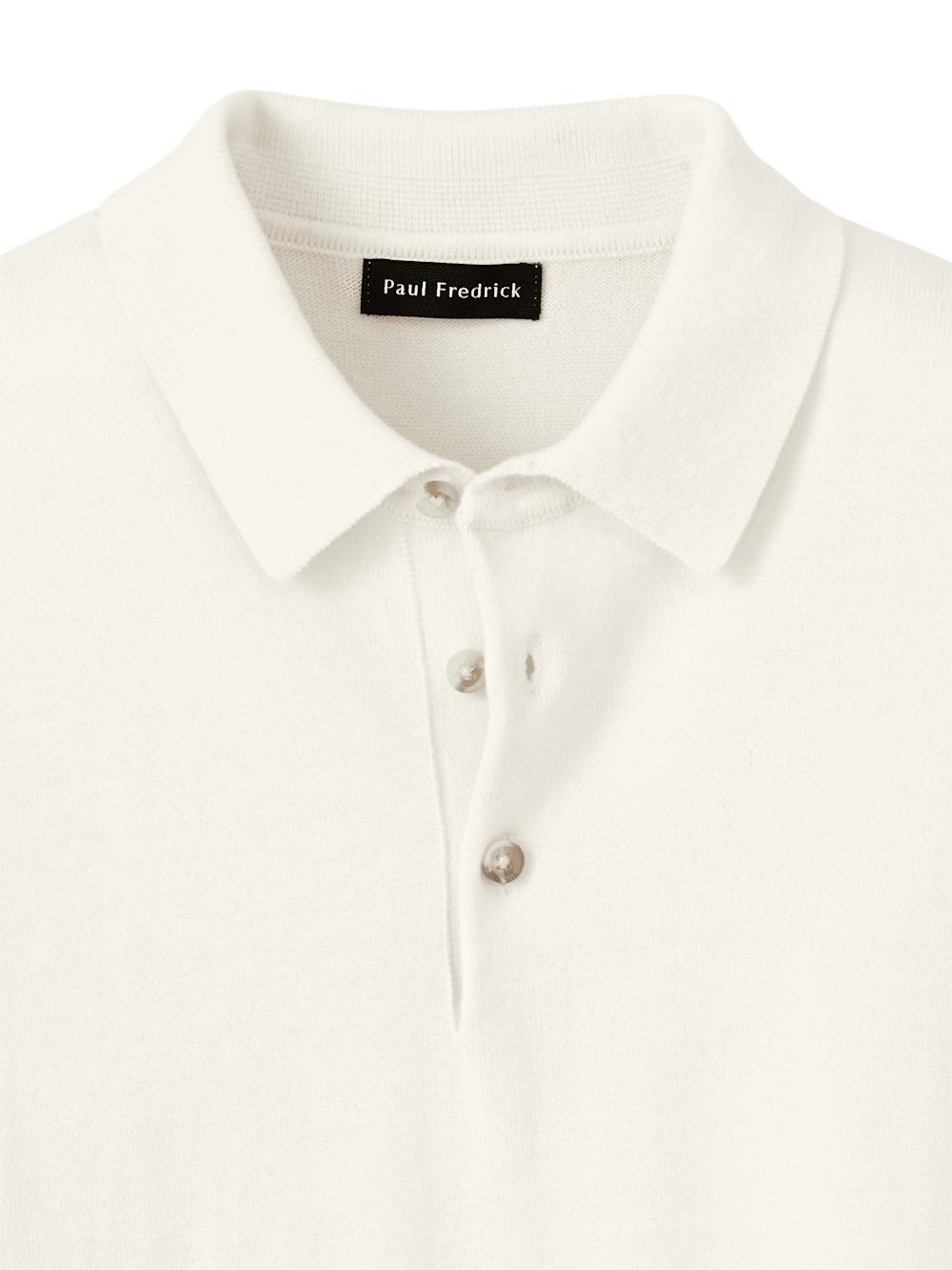 Supima Cotton Three Button Polo - Off White Product Image