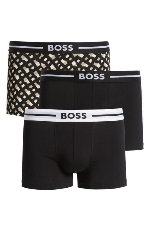 HUGO BOSS Boss Assorted 3-pack Power Stretch Cotton Trunks In Black Multi Product Image