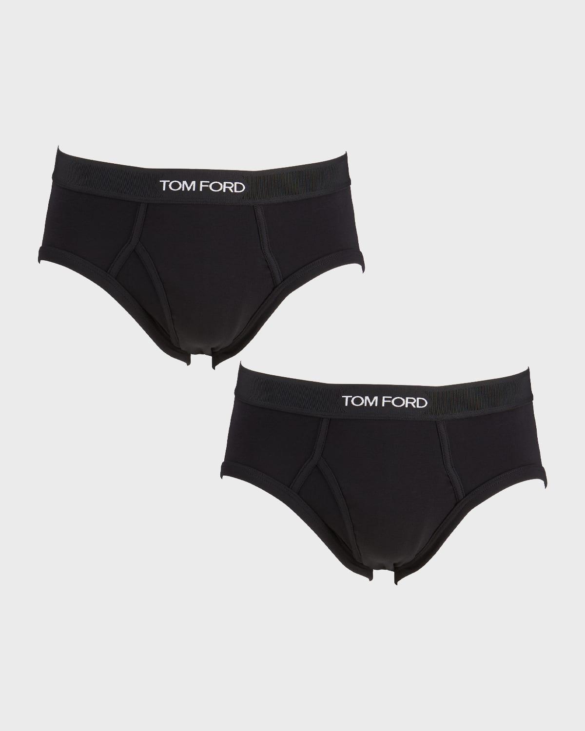 Mens 2-Pack Solid Jersey Logo-Waist Briefs Product Image