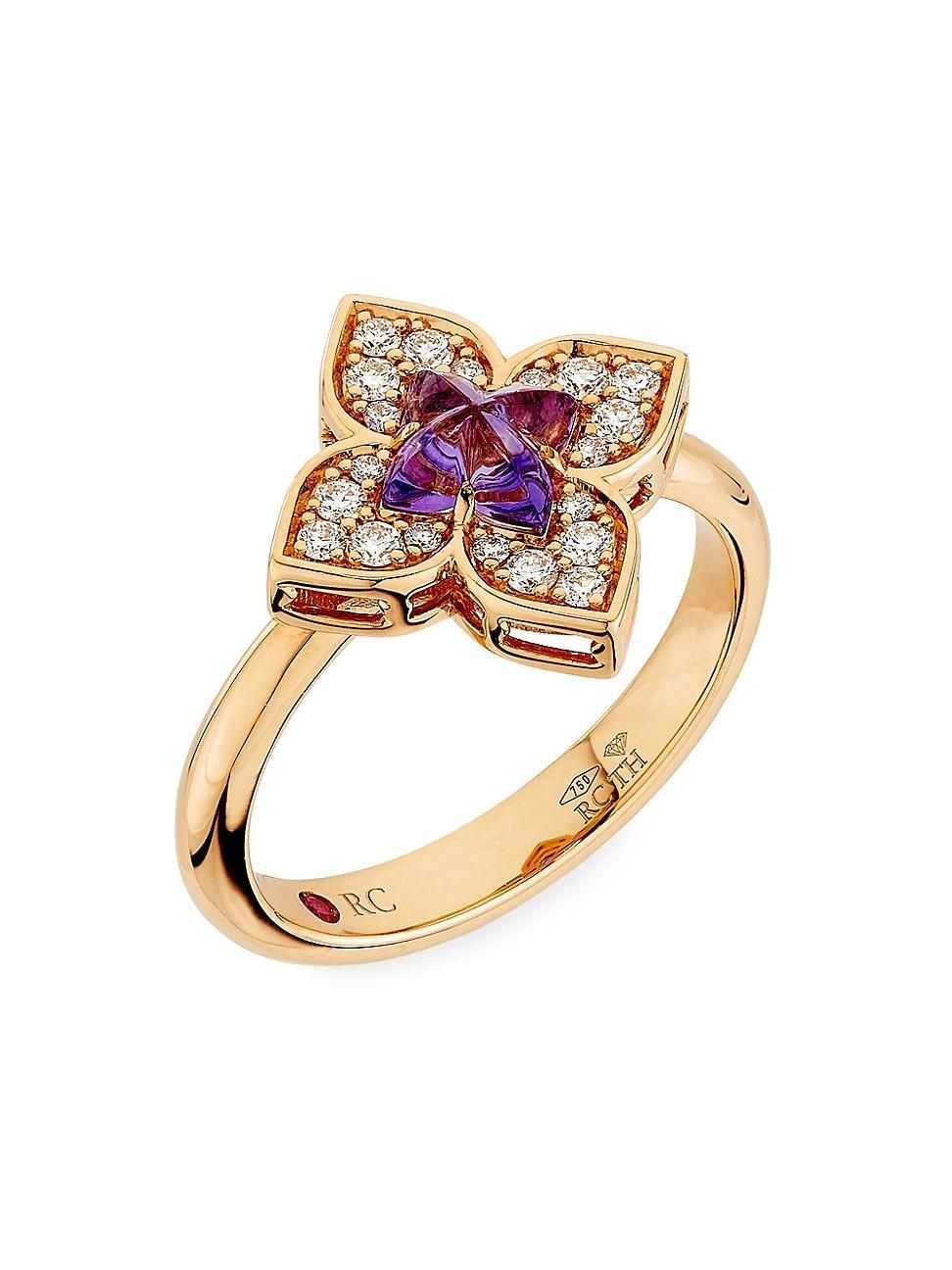 Womens Venetian Princess Carnivale 18K Rose Gold, Amethyst & 0.32 TCW Diamond Ring Product Image